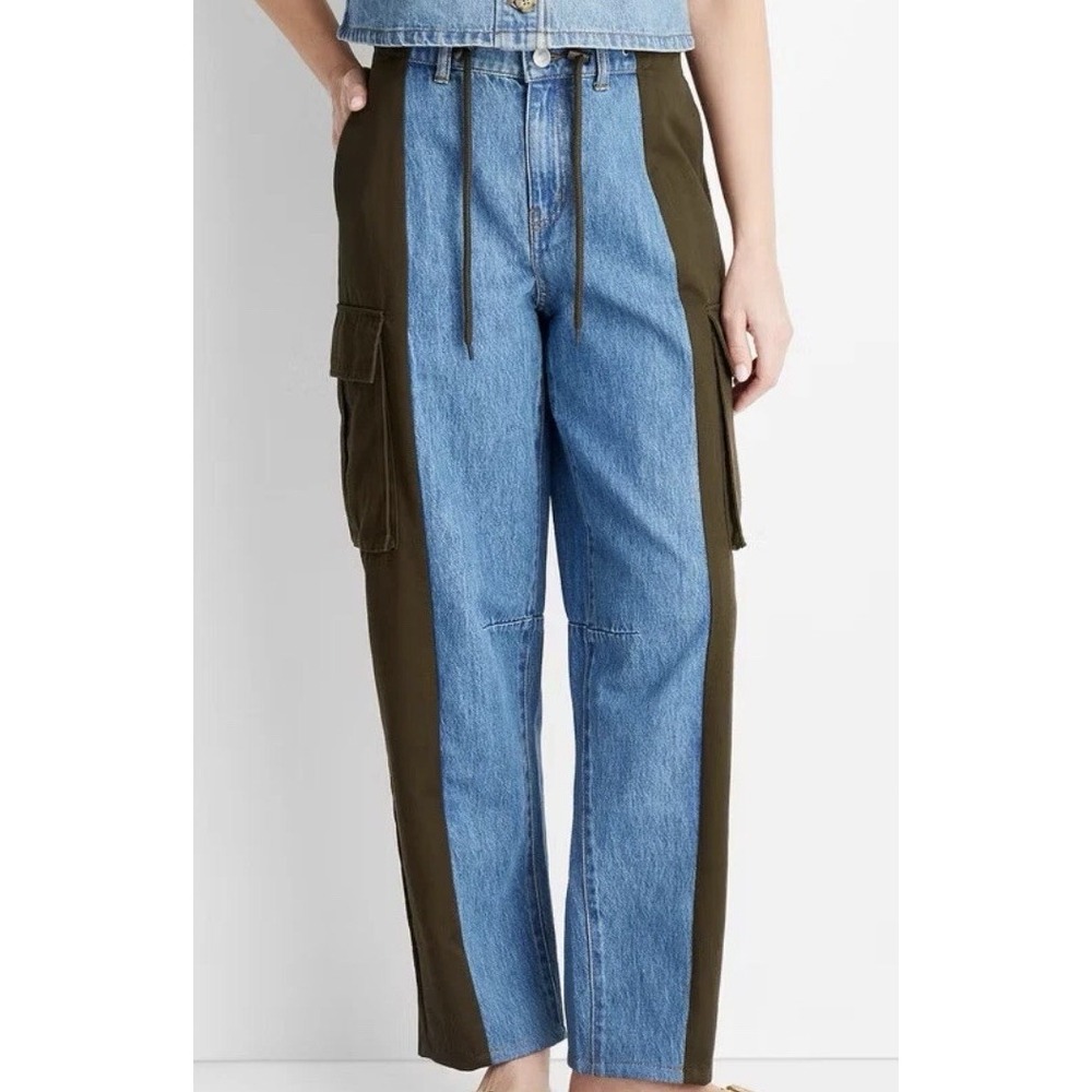 Women's Mid-Rise Barrel Leg Jeans Future Collective Blue Denim Size 8